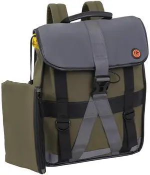 Joan & David 18 Inch Sport Nylon Backpack with Padded Laptop Sleeve, Mesh Organizer Pockets (Olive/Multi)