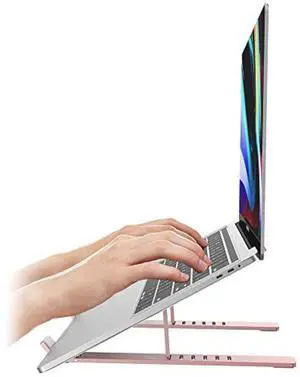 Aduro U-Rise Steel Ergonomic Laptop Stand Adjustable Height Aluminum Monitor Stand Riser Compatible with 10-15.6" Laptop Rose Gold