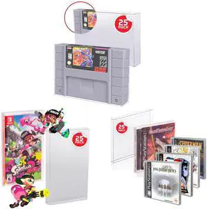 Game Box Protector for CD Jewel, PS1, SNES & Switch Games - Clear PET Case, Anti-Dust, Acid-Free, 0.35-0.40MM Thick, Bulk Pack of 25 for Retro & Modern Game Storage