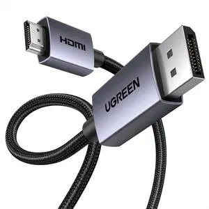 UGREEN 4K DisplayPort to HDMI Cable 1080P@120Hz, Active DP 1.2 to HDMI 1.4 Cord Alu Braided, Unidirectional Cable 10FT Compatible with Monitor, Desktop, HDTV, Laptop, AMD, NVIDIA