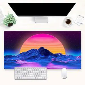 Retro Neon Fantasy Mouse Pad Desk Mat XXL Large 31.5x15.7in Gaming Keyboard & Mouse Pad Nostalgic Digital Art Office Desk Decor