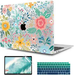 TwoL Case for MacBook Air 13 inch, Plastic Hard Shell Case Cover Keyboard Skin & Screen Protector Compatible with MacBook Air 13 inch 2021 2020 2019 2018 Model A2337 M1 A2179 A1932, Abstract Flower