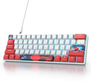 Ussixchare 60 Percent Gaming Keyboard 61 Keys Wired Mechanical Keyboard Ultra Compact Key Board Red Switch LED Backlit for Windows Laptop Gamer