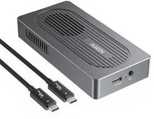 AGEEN 40Gbps M.2 NVMe SSD Enclosure with Cooling Fan, Dual Chip JHL7440 & RTL9210, Tool-Free Installation, Compatible with USB4/USB3.2/3.1/3.0/2.0, Support 8TB SSD 2280/2260/2242/2230 B+M M-Key