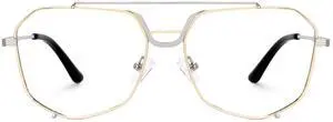 Zeelool Aviator Glasses for Men Classic Gold Pilot Frame Non-prescription Eyeglasses Oversized Fashion Metal Designer Eyewear JGM384693-03