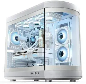 AsiaHorse ATX PC Case Dual Chamber 180° Full View Tempered Glass Gaming PC Case with Type-C Port, 360mm Radiator Support,RTX 40 Compatible, High Airflow Mid-Tower ATX Case