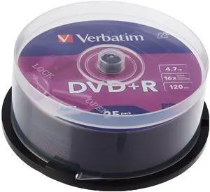 Verbatim DVD+R Spindle 16x 4.7GB (Pack of 25) 43500