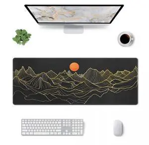 CANFLASHION Desk Pad,Office Desk Mat 31.5"×11.8" Large Gaming Mouse Pad,Durable Extended Computer Mouse Pad,Waterproof Thick Big Mouse Pads with Non-Slip Rubber Base Office Home Black Mountain Sunset
