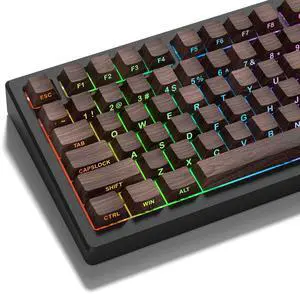Womier PBT Keycaps, Custom Keyboard Caps 60 65 75 100 Percent, Shine Through Cherry Profile Keyboard Keys, Doubleshot Side Print Dye Sub Keycap Set (Walnut)