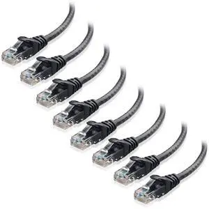 Cable Matters 8-Pack Snagless Cat 5e Ethernet Cable - 7ft, Gigabit Cat5e Cable, Cat5e Ethernet Cord, Black