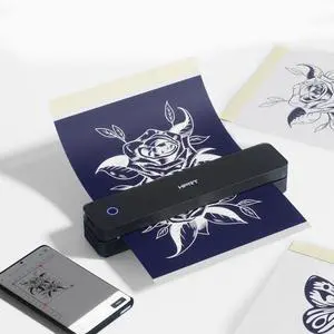 HPRT Tattoo Stencil Printer, Wireless Thermal Tattoo Printer + 10 Sheets Transfer Paper, Compatible with Smarthone/PC, Tattoo Supplies for Tattoo Artists & Beginners, Black