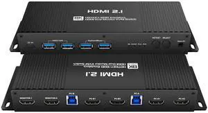Kvm Switches HDMI 2 Monitors 2 Computers edid Emulator 4k 144hz Hotkey Switching Dual Monitor Kvm Switch hdmi 2.1 edid 1440P 120hz 144hz 165hz 240hz 2 Monitors 2 Computers USB3.0