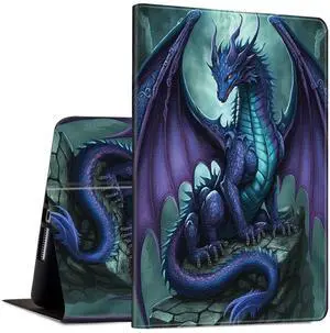 Rossy Case for Kindle Fire HD 8 & Fire HD 8 Plus Tablet (12th Generation 2022 & 10th Generation 2020 Release) Slim PU Leather Adjustable Stand Smart Cover with Auto Wake/Sleep,Dragon