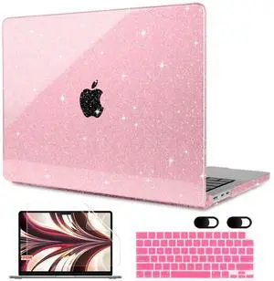 MEEgoodo Case for M4/M3/M2 MacBook Air 13.6 inch 2025 2024 2022(Fit Model A3240/A3113/A2681), Clear Case for MacBook Air 13, Laptop Hard Shell with Keyboard & Camera Cover, Clear Pink