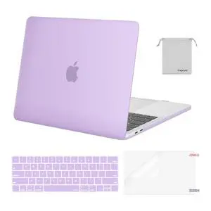 MOSISO Compatible with MacBook Pro 13 inch Case M2 2025, 2024, 2023, 2022-2016 A2338 M1 A2251 A2289 A2159 A1989 A1708 A1706, Plastic Hard Shell&Keyboard Cover&Screen Film&Storage Bag, Light Purple