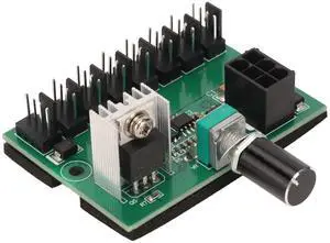 Computer Fan Speed Controller Hub DC 12V, PWM 8 Channel Fan Adapters, Fan Speed Controller for Mining Machines for 4-pin/3-pin/2-pin PC Fans