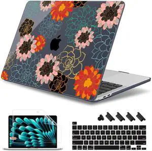 May Chen for MacBook Pro 16 inch A2141 2020 2019 Release, Screen Protector & Keyboard Cover Plastic Soft-Touch Case for MacBook Pro 16-inch with Touch Bar & Touch ID - Flower