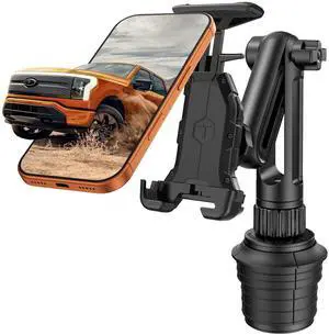 ToughTested Cup Holder Phone & Tablet Mount for Car  Heavy Duty Boom GPS Mount for Large Smartphones & Tablets up to 12.1", Fits Most Trucks, RVs, SUVs, Vans, and Cars.
