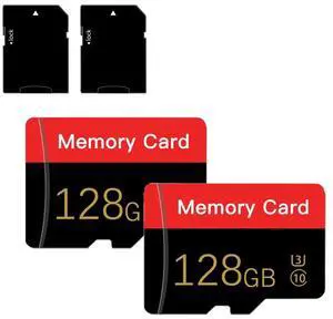 2 Pack Micro Memory Card 128 GB with Adapter, C10/U3/UHS-I/A1, TransFlash Card, TF Card for Camera, Smartphone, Tablet, Drone (Red 128GB *2)