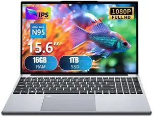 15.6 Inch Laptop Computer, Gaming Laptop, Laptops 16GB RAM 1TB SSD N95 Processor (up to 3.4GHz), FHD IPS 1920 x 1080 Laptops Computers Supports 180 Angle Opening Backlit Keyboard Fingerprint Unlock
