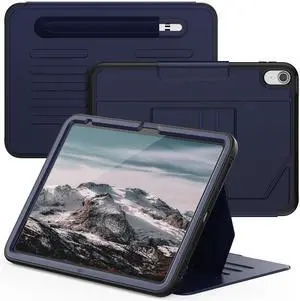 BYCeKe Magnetic A16 Case for iPad 10.9 Inch Case iPad 11th/10th Generation(A16)Slim with Strong Magnetic Pen Holder[Auto Sleep/Wake]Cover 11th/10th Gen Absorbing Pad Stand,Card Slot,Business Navy Blue