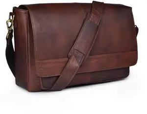 LEATHER VILLAGE Vintage Leather Handmade Laptop Messenger Bag-15.5 Inch Satchel-Red Briefcase Shoulder Bag for Men & Women, Crossbody Work Bag for Office, Travel, and Daily Use