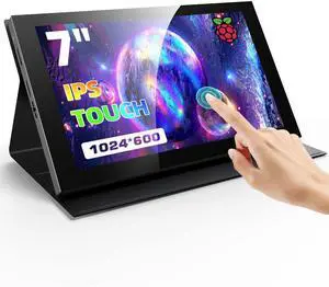 Eyoyo 7 inch Portable Monitor 1024x600 IPS Small mini 7" Capacitive Touchscreen Monitor w/USB C Powered mini HDMI Port for Laptop/PC/Raspi/Xbox