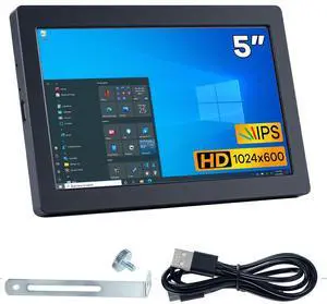 Hosyond 5 Inches USB C Mini Monitor 1024x600 IPS Screen Type C Secondary Screen Display for PC Laptop Windows7/8/10/11