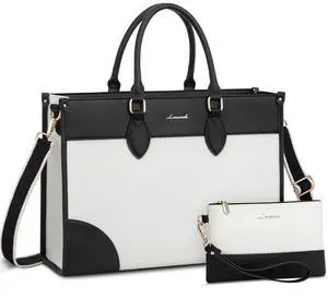 LOVEVOOK Laptop Bag for Women 15.6 lnch,Waterproof Laptops Tote Bags for Womens,Professional Work Bags for Women with Cup Holder,Large Laptop Purse Computer Briefcase Office Teacher Clutch Bag,2 PCS