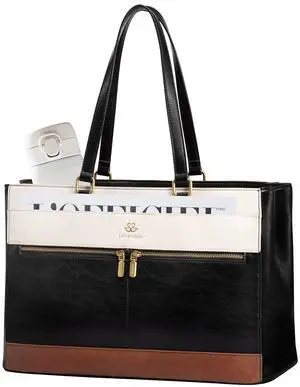 LOVEVOOK Laptop Bag for Women,15.6 Inch Vintage Work Tote Bags for Women,Leather Teacher Bag,Large Waterproof Handbags Womens Briefcase Computer Office Messenger