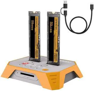 SEINIKAY M.2 NVMe & M.2 SATA SSD Docking Station, Tool-Free M.2 Duplicator Cloner with SD Card Reader, Offline Cloning, Plug and Play