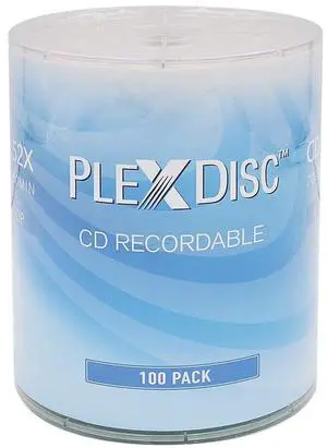 PlexDisc CD-R 700MB 52X Logo Top Blank Discs - 100 Pack | Writable Bulk CDs for Music, Audio, and Data Recording | Ideal for Burning Music & Storage (no Container)
