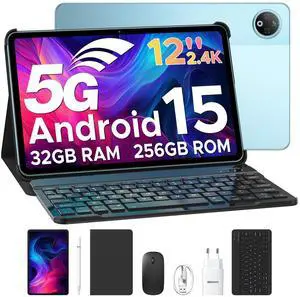 DOOGEE V Pad Android 15 Tablet with Keyboard, 12 inch 2.4K 90Hz 5G Android Tablet, Gemini AI, Mediatek Dimensity 7050 Octa-Core, 32GB+256GB/2TB TF, 8800mAh Battery Tablets, WiFi 6, Quad Speakers