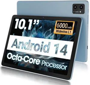 DigiLand 10.1" HD Touchscreen Electronics Tablet, Android 14, Octa-core Processor, 10GB RAM + 64GB ROM, Dual Cameras, 6000mAh Battery, Ideal for Office and Study (Blue)