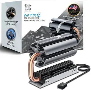 Titanium Micro NITROFLEX SSD Heatsink M.2 NVMe Cooler Heatsink for SSD 2280 Built-in 30mm PWM Cooling Fan for PC Desktop