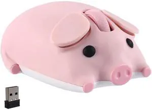 Wireless Bluetooth Mouse Cute Animal Pig Shape 2.4G & Bluetooth Dual Mode Computer Mice with USB Receiver Portable Compact 1200DPI Optical Cordless Mouse for Laptop iPad PC Chromebook Kids Gift (Pink)