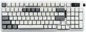 MOLGRIA G98 Wireless Mechanical Keyboard, Shine-Through Light Backlit Keyboards, USB-C/BT5.0/2.4G Wi-Fi Connected Gasket Gaming Keyboard with Side Knob for Home Office Work (White and Grey)