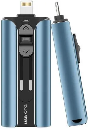 MFi Certified Flash Drive 256GB for iPhone Thumb Drive Photo Stick, High Speed USB Memory Stick iPhone Flash Drive for Photos Videos, External Storage Jump Drive for iPhone/iPad/Android/PC (Blue)