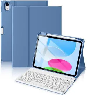 Beydoa for iPad 10th Generation Case with Keyboard 10.9 Inch- Magnetic Wireless Keyboard Case with Pencil Holder Stain Proof Folio Cover for iPad (A16) 11th Gen 11 Inch 2025/10th Gen 2022 - Blue
