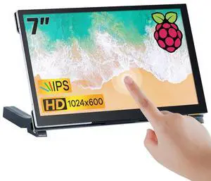 Hosyond 7 Inches Touchscreen IPS LCD Display Panel 1024×600 HDMI Capacitive Touch Screen for Raspberry Pi5/Pi4/Pi3/ZERO 2W, BB Black, Windows