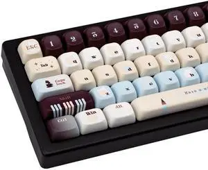 TIMSEKER 145-Key FOA Profile PBT Dye-Sublimation Keycaps - Vintage Blue, Brown & Cream Colorway Custom Keycaps for ANSI/ISO Layout Mechanical Keyboards