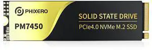 PHIXERO PM7450 1TB NVME SSD, PCIe Gen4x4,M.2 2280 NVMe Internal Gaming SSD Read Speeds Up to 6600 MB/s, QLC, Graphene Heat-Dissipation, for Laptop,Desktop and PS5.