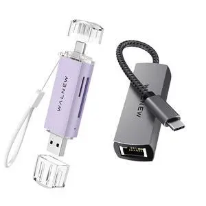 WALNEW 1pc USB C to 2.5Gbps Ethernet Adapter & 1pc SD Card Reader