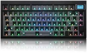 ZUOYA GMK81 Mechanical Keyboard Kit with Sreen,75% Triple Mode BT5.0/Type-C/2.4GHz Wireless Keyboard Base RGB Programmable Gasket-Mounted Hot Swap PCB DIY Barebones Kit for Win/Mac