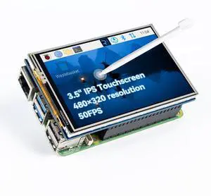 SunFounder 3.5 Inch 480x320 Touch Screen IPS LCD SPI Display Monitor with Stylus for Raspberry Pi 5/4B/3B+/Zero 2w/Pironman 5/Max/Mini, 125MHz, 50FPS, 65K Colors, 40pin, Ubuntu, Kali Linux, RetroPie
