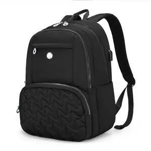 Swissdigital Design Travel Backpack for Women, Black Simple Laptop College Modern Backpacks for School with USB Charging Port for Womens Girls | FOUNEX
