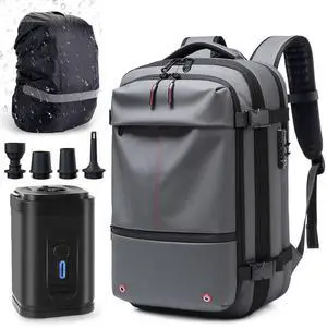 liucocotos 60L Vacuum Backpack Travel with Pump - 2025 Upgrade 24 Inch Suitcase Capacity, Vacuum Seal Storage, Compression System, Anti-Theft Laptop Backpack + Free Rain Cover