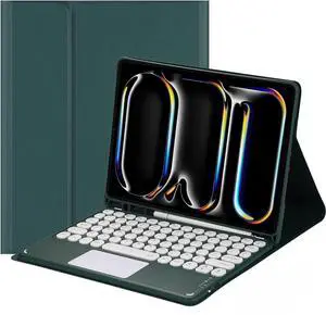 NUWONAYA Touchpad Keyboard Case for Galaxy Tab A9 Plus/A9+ 5G 11 Inch 2023 with S Pen Holder, Candy Color Round Keys Magnetic Detachable Wireless Trackpad KeyboardTeal