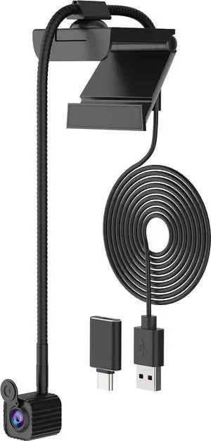 NIVEOLI 4K Eye Contact Webcam with Microphone, AutoFocus 4k FHD Center Screen Webcam USB Type-C/A Adapter (4K Gooseneck)