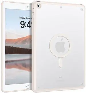Telaso Magnetic for iPad 9th Generation/iPad 8th Generation/iPad 7th Generation Case, iPad 10.2 inch 2021/2020/2019 Translucent Matte Back Soft TPU Bumper Military Grade Protective Case, Stone